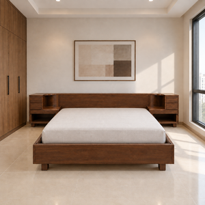 เตียงไม้จริงพร้อมที่เก็บของที่หัวเตียง โครงเตียงนอนทันสมัยสำหรับบ้าน โรงแรม โครงการเฟอร์นิเจอร์ เฟอร์นิเจอร์สั่งทำ - Product Image 3