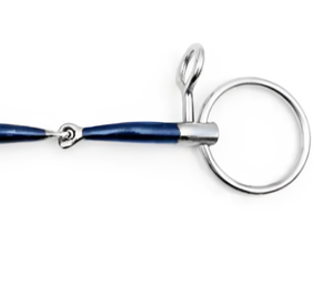 Bocado de caballo de acero inoxidable azul articulado con anillo, accesorio ecuestre para montar. - Product Image 4