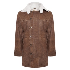 Manteau en cuir véritable pour homme, style trench long, avec boutons, effet vieilli, service personnalisé, prix d'usine - Product Image 1