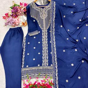 New Bollywood Style Cinon Top-Pent and Dupatta Set Fully Stitched and Ready to Wear for Parties - Product Image 1
