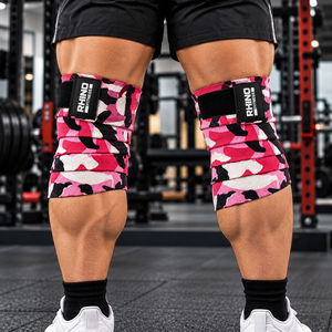 Rodilleras Deportivas RHINO FITNESS, Color Rosa Camuflaje, Nailon Transpirable, Unisex, Ajustables con Cierre de Gancho y Bucle, Soporte para Piernas - Product Image 3