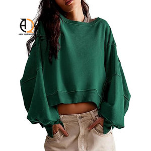 Sudadera corta de lana para mujer con cremallera frontal, estilo casual - Product Image 4