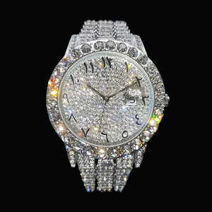 Reloj deportivo unisex de acero inoxidable de lujo de 41 mm con esfera helada, grandes diamantes de moissanita, logotipo cuadrado, aleación, cuarzo, estilo hip hop - Product Image 1