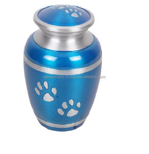 Fini bleu petite taille bonne qualité urne funéraire en métal pour cendres urne décorative en métal urne adulte application urne funéraire - Product Image 1