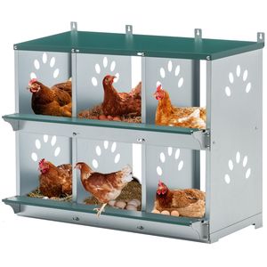 Pollaio in Metallo a 6 Scomparti Facile da Montare, in Acciaio Zincato per Galline, Gabbie per Animali - Product Image 1