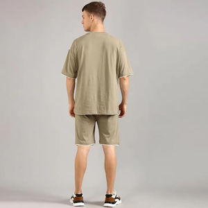 Custom Men Two Piece Shorts <b>Set</b> 100 Cotton Oversized T Shirt Matching Shorts <b>Set</b> Summer Streetwear Casual Activewear Private Lab - Product Image 3