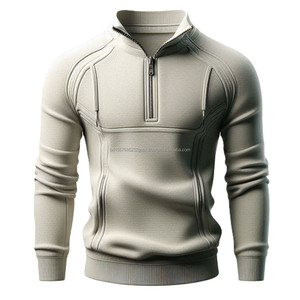 Logo personnalisé imprimé sweats à fermeture éclair brodé col en V col rond manches longues couleurs unies grande taille tissu polaire d'hiver - Product Image 3