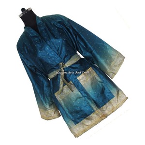 KS005 Beachwear Vintage Sari Kimono Short Manufacturer Of Beachwear Vintage Sari Kimono Short <b>Cardigan</b> Vintage Sari Kimono Short - Product Image 1