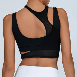 Women's High Support Lightweight Sports Bra Soft Padded Quick Dry Stretchy Mesh Insert Fitness Top Breathable Print Solid Front - Product Image 2