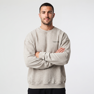 Sweat-shirt en coton surdimensionné délavé à l'acide pour hommes, fabricant en gros - Product Image 3