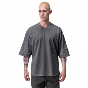 Camiseta de Baloncesto de Malla con Cuello en V y Manga Tres Cuartos para Hombre, Blanca, Ajuste Holgado, Transpirable, Ropa Deportiva para Todas las Temporadas, Color Sólido - Product Image 3