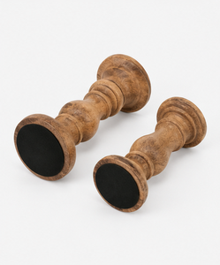 Ensemble de 2 bougeoirs rustiques en bois tournés à la main, centres de table pour la décoration de salon et salle à manger de style ferme - Product Image 4