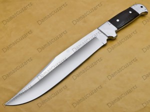 มีดติดตามแบบฟอร์จทำมือจากเหล็กกล้าไร้สนิม - มีดใบตายสำหรับการเอาชีวิตรอดกลางแจ้งและการล่าสัตว์ พร้อมปลอกหนังวัว - Product Image 3