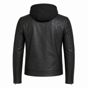 Chaqueta de Cuero Premium para Hombre, Chaqueta de Motociclista de Cuero Genuino, Abrigo de Invierno Moderno, Ropa Exterior, Logotipo Personalizado, Venta al Por Mayor de Fábrica - Product Image 2