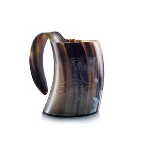 Jarra de Cerveza Vikinga Hecha a Mano con Forma de Campana de Búfalo, Acabado Natural Vintage, Venta al por Mayor - Product Image 2