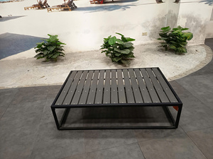 Minimalist Outdoor <b>Table</b> With Wood Top And Aluminum Frame Durable Patio Furniture For Outdoor Use - Product Image 1