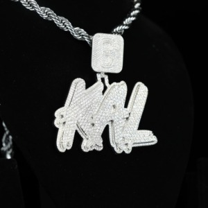 Custom <b>Initial</b> Letter Moissanite <b>Pendant</b> Micro Pave 925 <b>Silver</b> Hip Hop Rapper Bling Charms <b>Initial</b> Letter Everyday Wear <b>Pendant</b> - Product Image 3