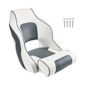 Sedile per Barca con Schienale Alto, Ribaltabile, Tipo Capitano, con Cuscino in Spugna Ispessita, in Pelle PVC Impermeabile, Ergonomico per Scafo in Alluminio - Product Image 1