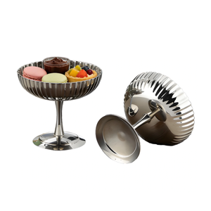 Tazón de Acero Inoxidable con Base, Copa para Servir Helado, Postre, Sundae, Multiusos, de Metal, para Helado, Ensalada, Bocadillos - Product Image 1