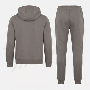 Conjunto Deportivo Unisex Gris con Sudadera con Capucha y Pantalones Jogger, Color Sólido, Cierre con Cordón, 100% Algodón - Product Image 2