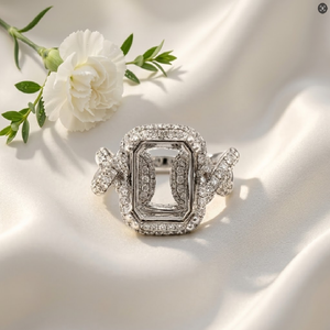 แหวนแต่งงานกึ่งภูเขาเพชรแท้18K คุณภาพสูงระดับไฮเอนด์จากโรงงานจีน - Product Image 1