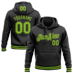 Sweat-shirt à capuche sport noir et vert fluo, nouvelle conception, sur mesure, en polyester/coton pour hommes, vente en gros directe - Product Image 1