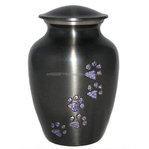 Urnes tendance en métal pour animaux de compagnie avec couvercle antique fini et sécurisé pour contenir les cendres de chien ou de chat - Product Image 3