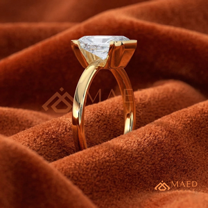 14K Yellow Gold Half-Bezel Radiant Solitaire <b>Ring</b> – Modern Floating <b>Emerald</b> Cut Band Yellow Gold Over <b>Silver</b> <b>Ring</b> - Product Image 2