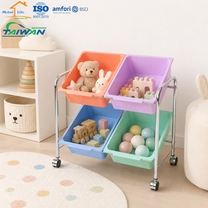 Made In Taiwan Easy Storage 4 Drawer Moving Rolling Toy Trolley for kids diaper Nursery Kindergarten - Product Image 1