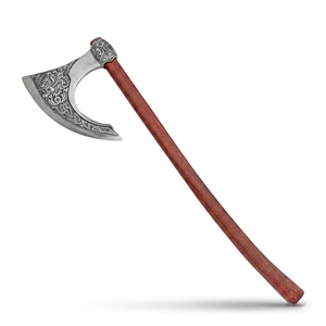 MS Enterprises Industrial Grade High Carbon Steel Flat Backed Double Blade Splitting <b>Axe</b> Handmade Etched Wooden Handle OEM - Product Image 5