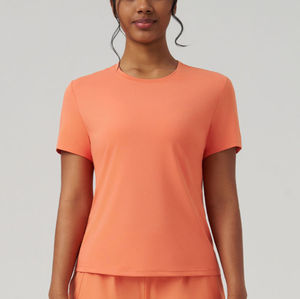 Camiseta Deportiva Personalizada de Manga Corta para Yoga, Ropa de Gimnasio para Mujer, Top de Yoga para Entrenamiento - Product Image 1
