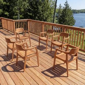 Luxury <b>Extendable</b> Teak Outdoor <b>Dining</b> Set with Modern Armchairs for Villa Resort and Patio - Product Image 2
