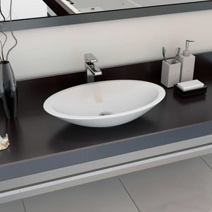 Lavabos de Baño de Mármol Mineral Fundido en Color Blanco Lavado, 23.3''x13.8''x4.2'' - Product Image 1
