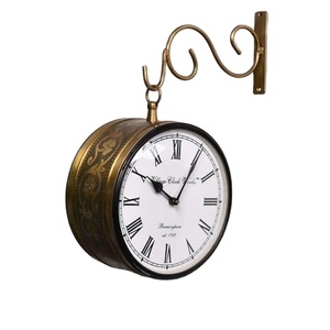 Vintage Double Sided <b>Metal</b> Wall <b>Clock</b> Antique Hanging <b>Clock</b> for Living Room Cafe Hotel Home Decor - Product Image 1