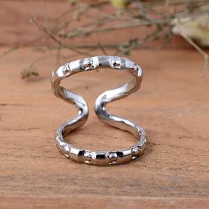 SHYAM JEWELRS Handmade 925 Sterling <b>Silver</b> <b>Adjustable</b> Arthritis Splint <b>Ring</b>-Double Band Finger Joint Support Luxury - Product Image 2