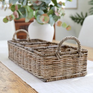 Panier de rangement rectangulaire moderne en rotin naturel à 3 compartiments - Product Image 4