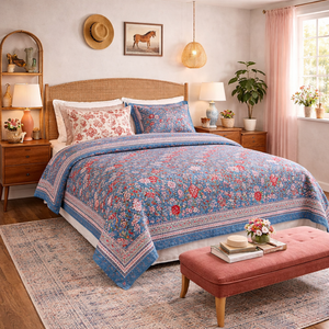 Luxury Jaipur Block Print Pure Cotton 200TC 3-Piece <b>King</b> <b>Size</b> Bedsheet Set Soft Skin Friendly Durable Machine Wholesale Hotel - Product Image 4