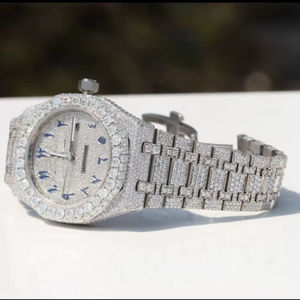 Montre de haute qualité entièrement sertie de diamants Moissanite, mouvement automatique, cadran arabe, style hip-hop - Product Image 1