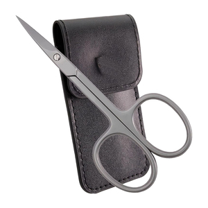 Ciseaux à cuticules en acier inoxydable, finition soignée, lames courbées et affûtées, pointe fine, pour droitiers, avec étui - Product Image 2