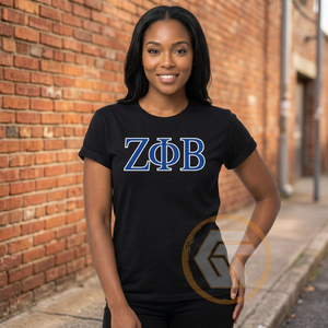 GREEK TREASURES เสื้อยืดสตรี Zeta Phi Beta Sorority ลำลองคุณภาพสูงระบายอากาศได้ดีผ้าฝ้าย 100% คอกลมแขนสั้นโลโก้ - Product Image 4