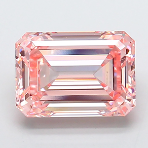 Diamante rosa de corte esmeralda cultivado en laboratorio para la fabricación de joyas - Product Image 2
