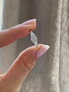 Custom 0.50ct Lab Grown Diamond 3 Stone <b>Ring</b> 14K 18K Solid Gold Teardrop Accent Band Wholesale B2B Bridal Jewelry Factory Price - Product Image 3