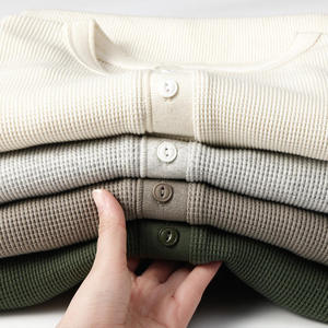 <b>Men's</b> Long Sleeve Thermal <b>Henley</b> <b>Shirt</b> Waffle Knit Casual Crew Neck Top Solid Color 2026 - Product Image 5