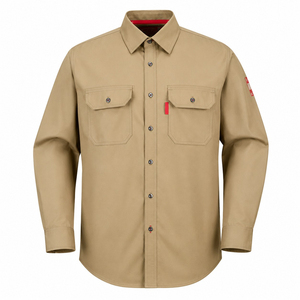 เสื้อเชิ้ตทำงานผ้าฝ้ายทนไฟสำหรับผู้ชายไซส์ใหญ่จากโรงงานขายส่ง พร้อมบริการสกรีนลายแบบ OEM เสื้อเชิ้ตสำหรับงานเชื่อม - Product Image 1