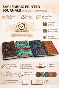 Cuadernos con Tapa de Tela Étnica Hecha a Mano, Impresos en Serigrafía sobre Tela Sari, con Páginas de Algodón, para Regalo, Tiendas de Papelería - Product Image 6