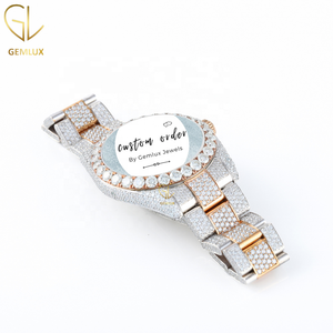 นาฬิกาข้อมือผู้ชายคุณภาพพรีเมียม ประดับเพชรโมอิสซาไนต์ D VVS ตัวเรือนโรสโกลด์ ดีไซน์ฮิปฮอป หน้าปัดแบบอาหรับ พร้อมฟังก์ชั่นวันที่อัตโนมัติ ผ่านการทดสอบเพชร - Product Image 3