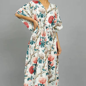 Vestido Kaftan de Algodón Hecho a Mano en India, Ligero, Estilo Boho, para la Playa - Product Image 1