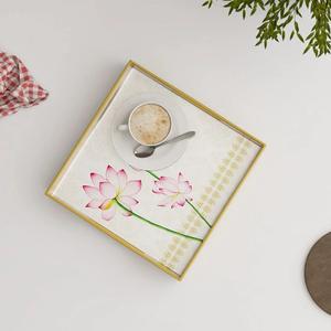 Plateau de service carré en bois de manguier avec motifs hiboux fantaisie et jardin floral, idéal pour la vente en gros et les commandes en vrac - Product Image 4