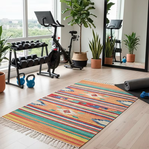 Tapis et carpettes en coton 100% faits à la main, à motifs floraux, pour la maison, l'hôtel et les voyages, design moderne, lavables et réversibles, logo personnalisé - Product Image 1