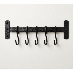 Iron Wall Mounted <b>Kitchen</b> Rail with Sliding S <b>Hooks</b> Farmhouse Pot and Pan Rack for Utensil Storage and Coffee Mugs Organization - Product Image 3